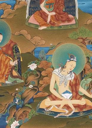 Guru Rinpoche Thangka, 25 disciples of Padmasambhava, High Quality Giclee Canvas Print, Digital Print, Thangka Print