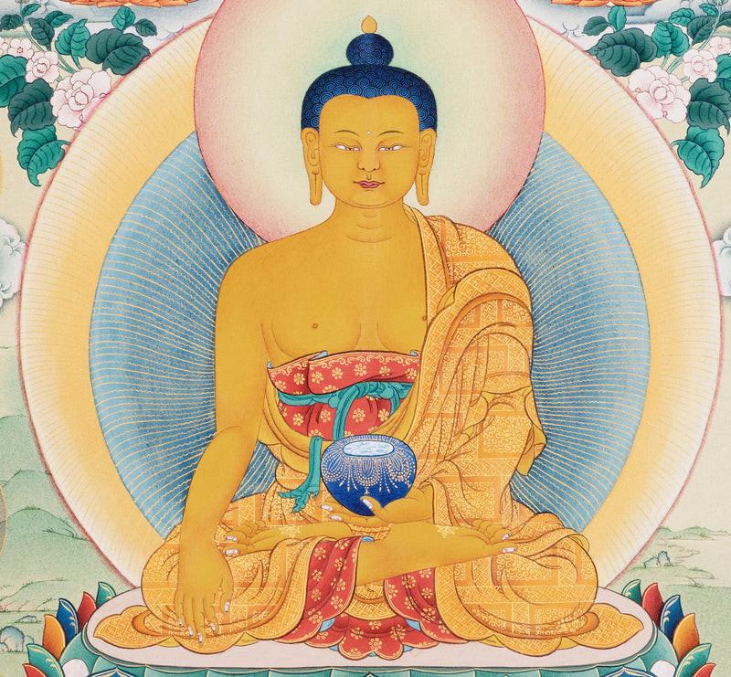 Buddha Shakyamuni Thangka, 35 Buddhas of Confession, Thangka Print