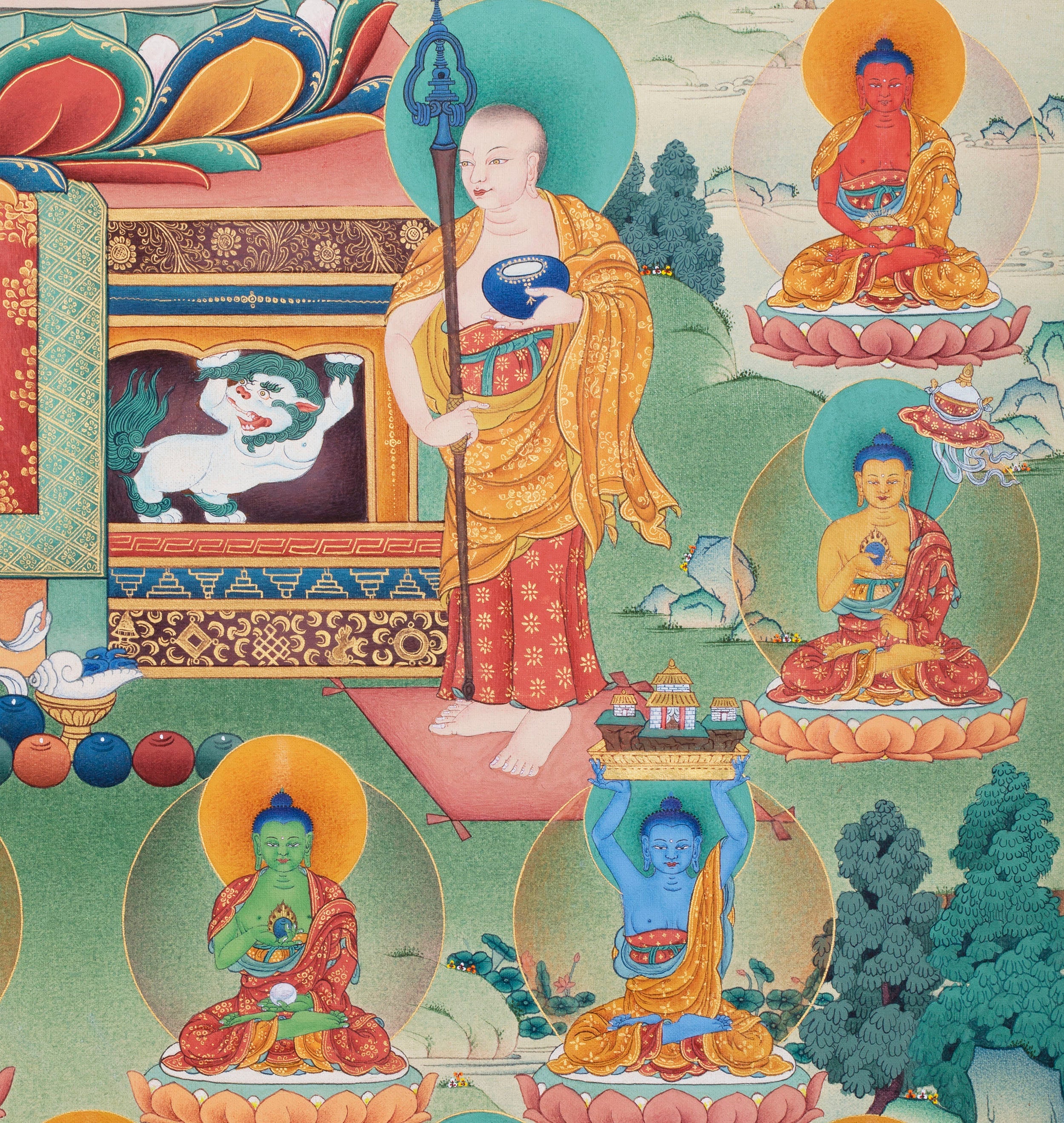 Buddha Shakyamuni Thangka, 35 Buddhas of Confession, Thangka Print