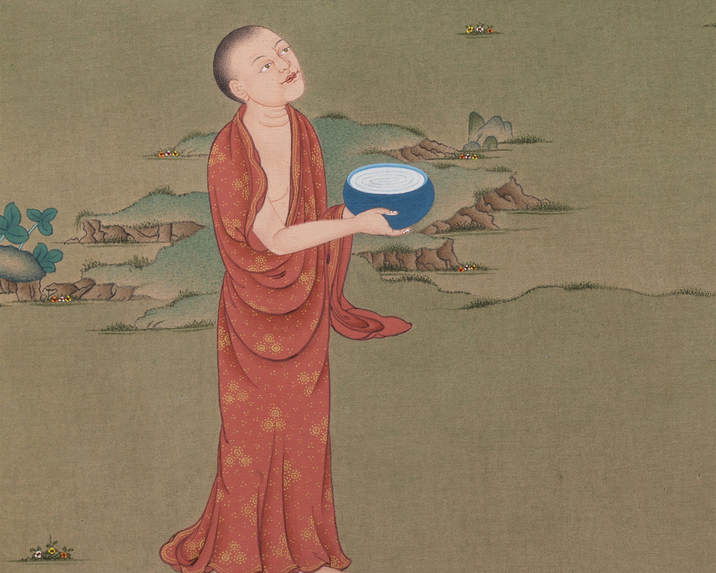 Arya Nagarjuna with Aryadeva Thangka Print | Tibetan Thangka Painting | Karma Gadri Painting