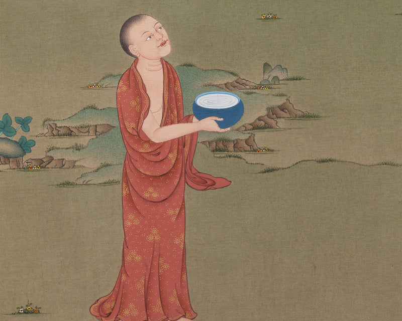 Arya Nagarjuna with Aryadeva Thangka, Tibetan Thangka Painting, Nagarjuna Thangka print, Karma Gadri painting