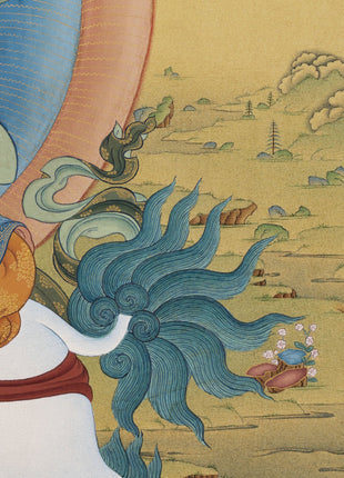 Red Manjushri Thangka | High Quality Giclee Canvas Print | Bodhisattva Manjushree