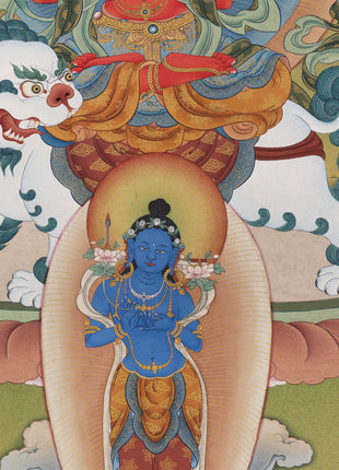 Red Manjushri Thangka | High Quality Giclee Canvas Print | Bodhisattva Manjushree