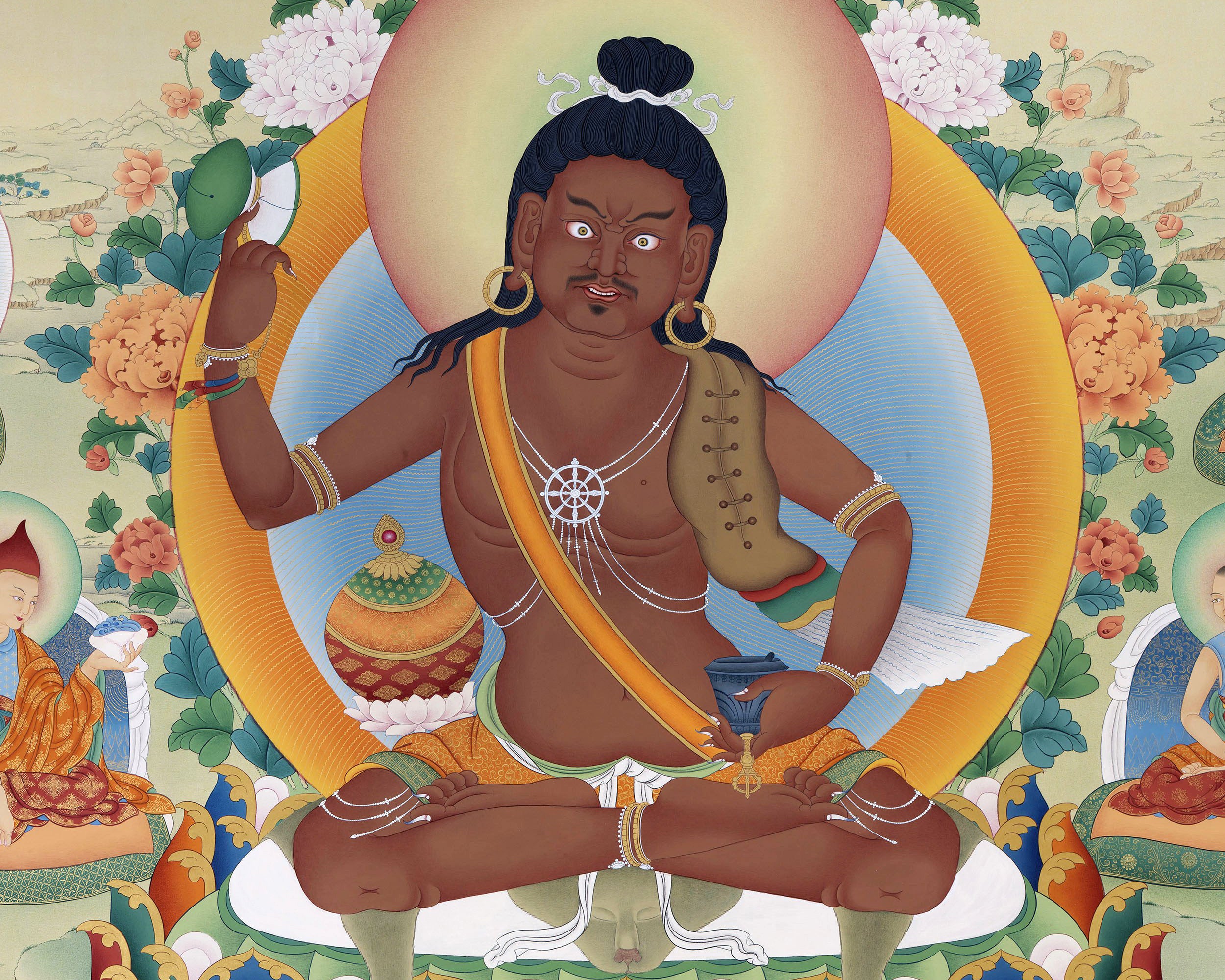 Rare Thangka of Padampa Sangye with Machig Labdron, High Quality Canvas Print
