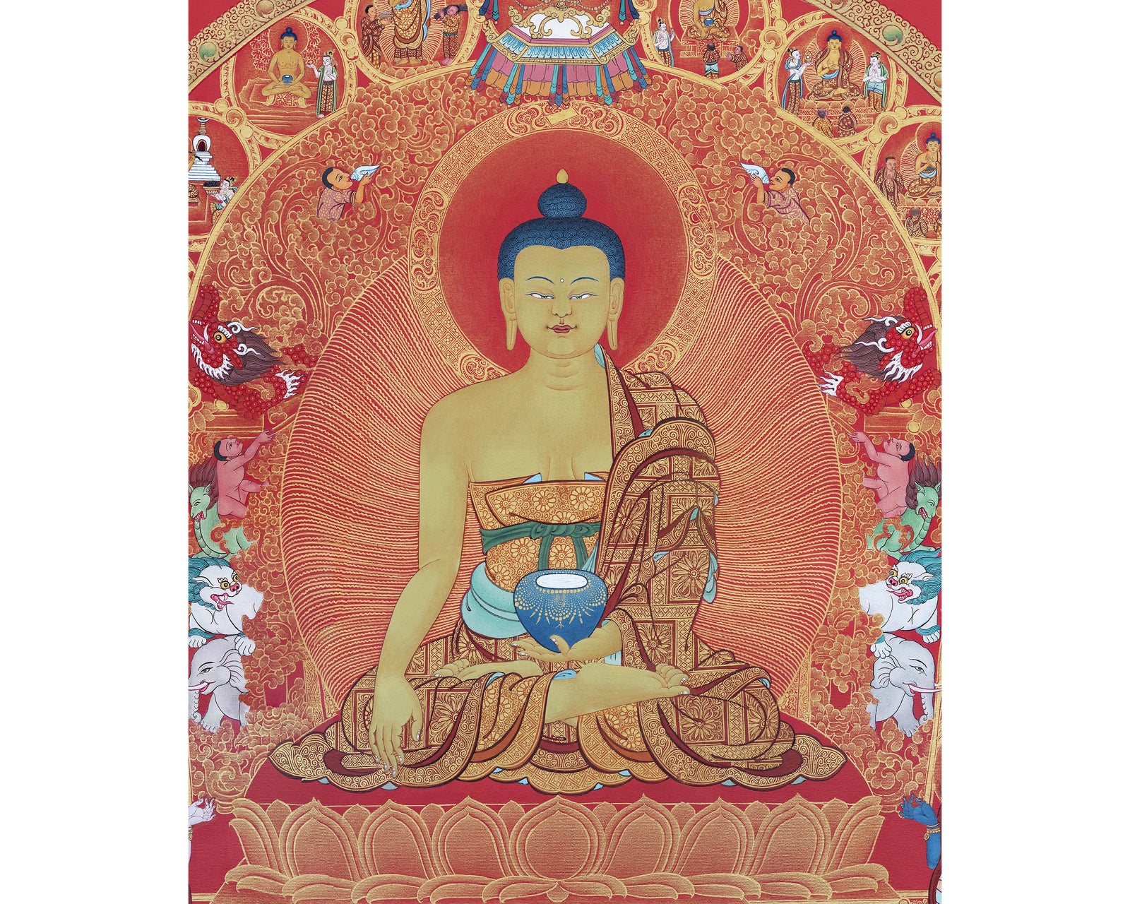 12 Deeds of Shakyamuni Buddha | Thangka | Buddha Thangka Print