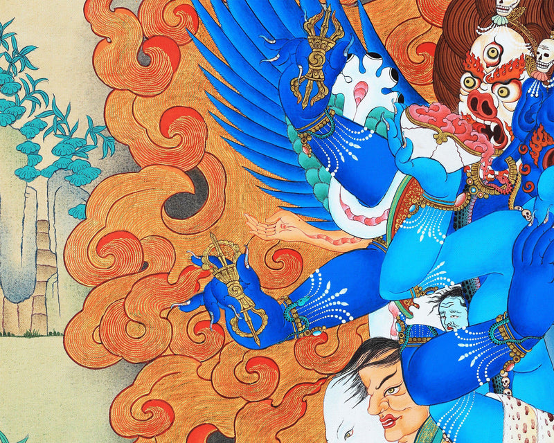 Vajrakilaya Thangka, Tibetan Thangka Painting, High Quality Giclee Canvas Print, Digital Print
