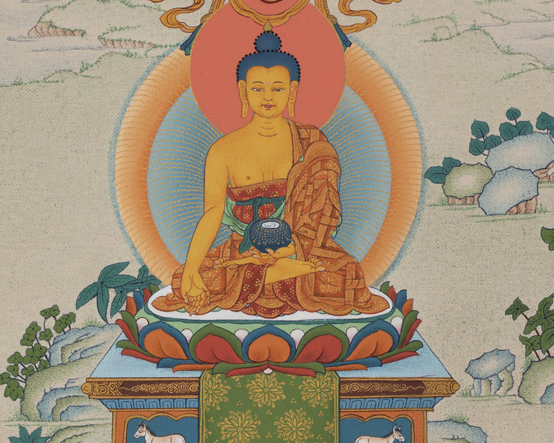 5 Dhyani Buddha Thangka, High Quality Giclee Canvas Print
