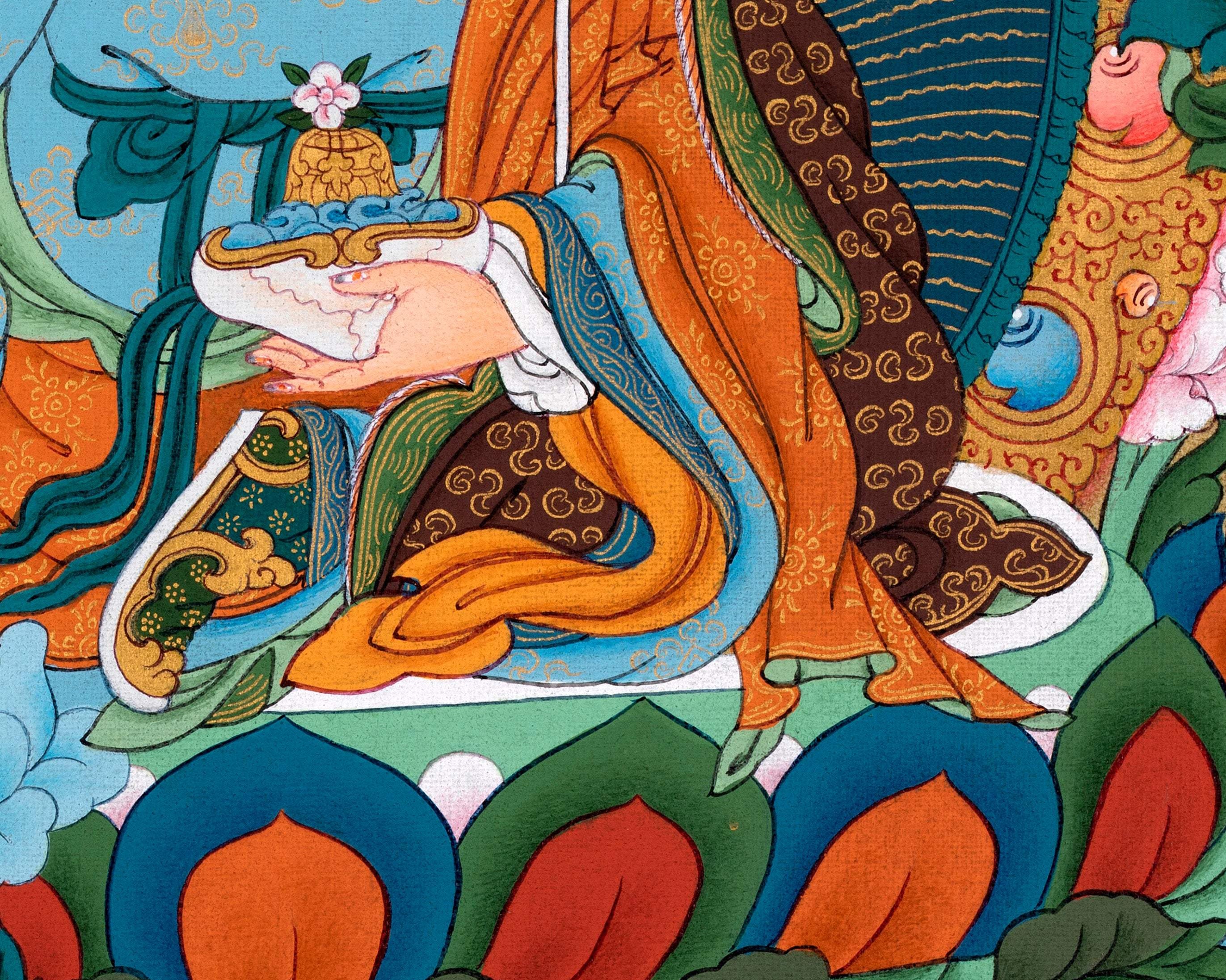 Guru Rinpoche Thangka | Traditional Tibetan Art in 24K Gold