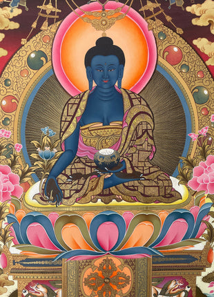 Original Hand painted Medicine Buddha Thangka | Tibetan Art