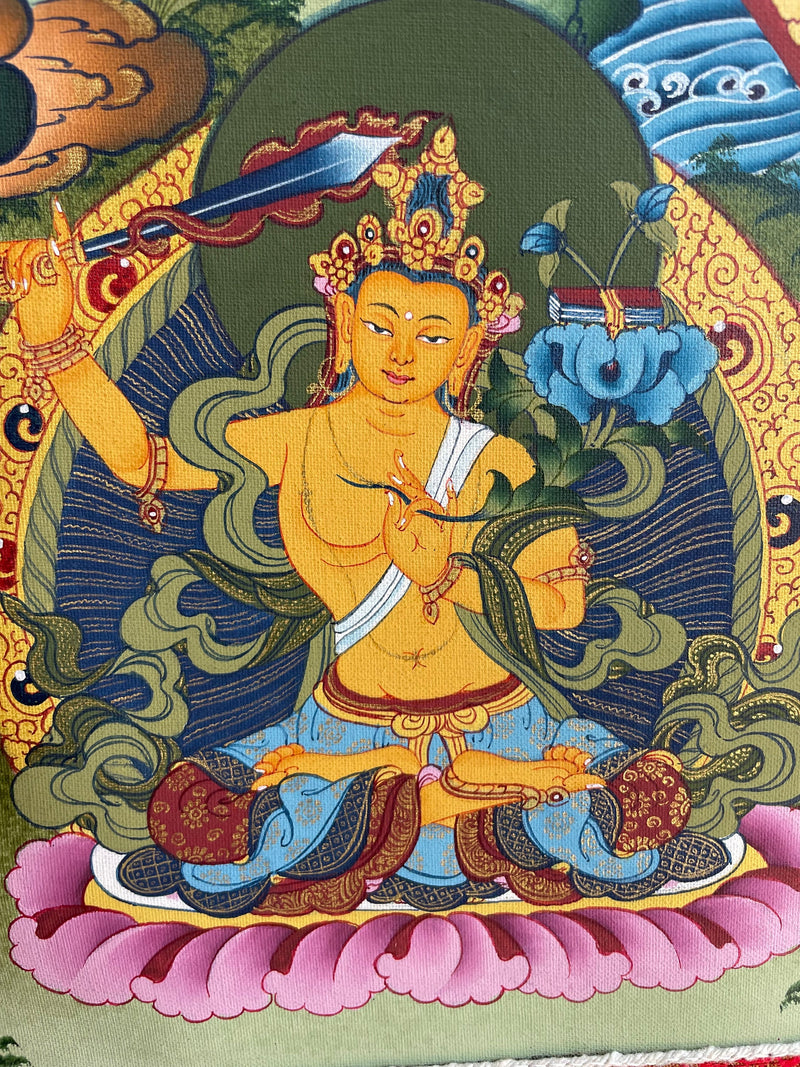 1000 Armed Avalokiteshvara | Original Hand Painted Mount Brocaded Thangka