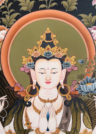 4 Armed Chengrezig | Avalokiteshvara Tibetan Thangka | Wall Decors