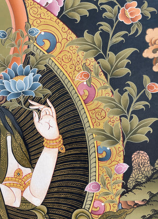 4 Armed Chengrezig | Avalokiteshvara Tibetan Thangka | Wall Decors