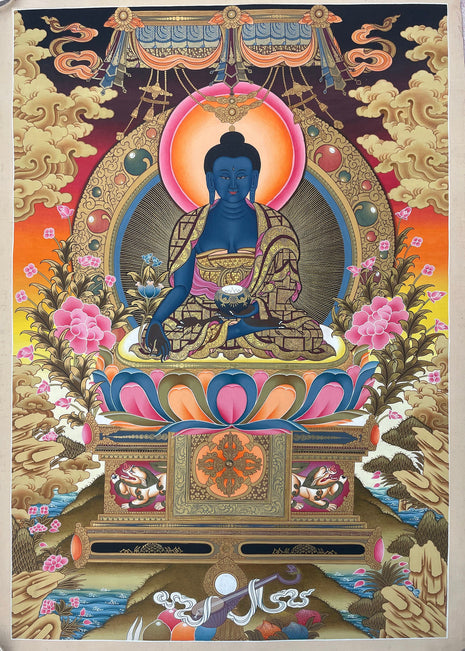 Original Hand painted Medicine Buddha Thangka | Tibetan Art