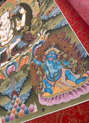 4 Armed Chengrezig | Avalokiteshvara Tibetan Thangka | Wall Decors