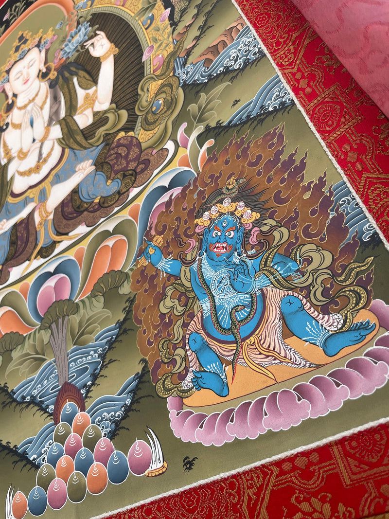 4 Armed Chengrezig | Avalokiteshvara Tibetan Thangka | Wall Decors