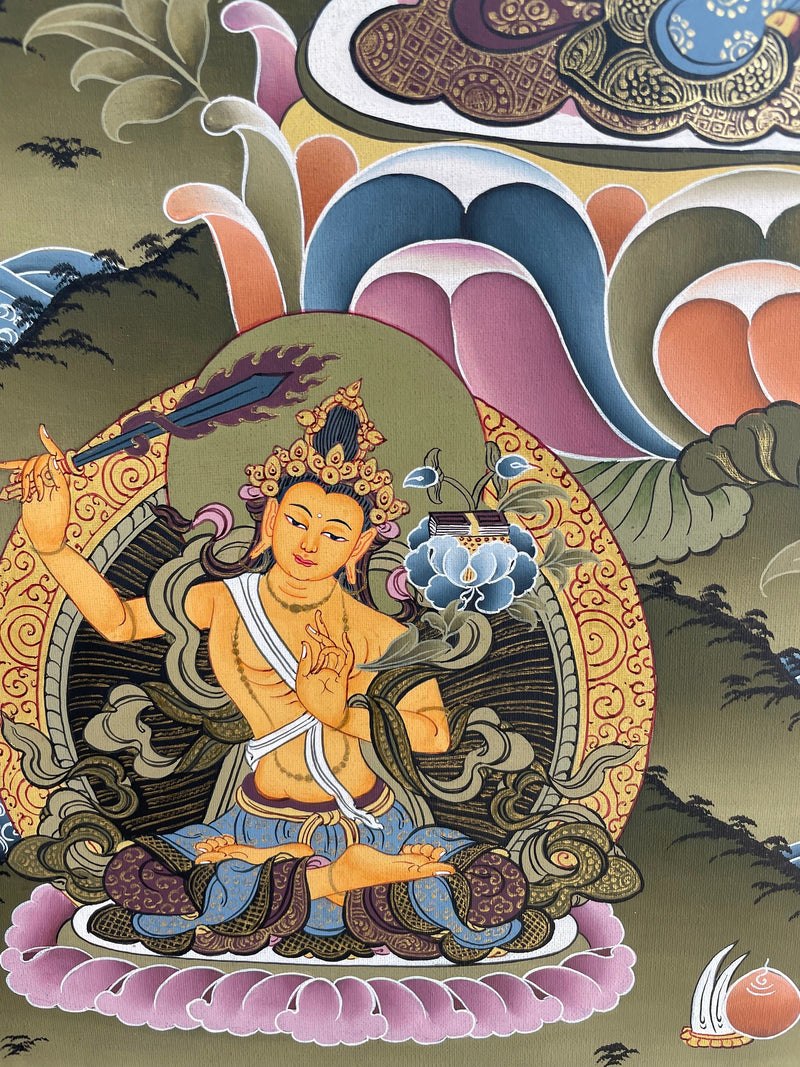 4 Armed Chengrezig | Avalokiteshvara Tibetan Thangka | Wall Decors