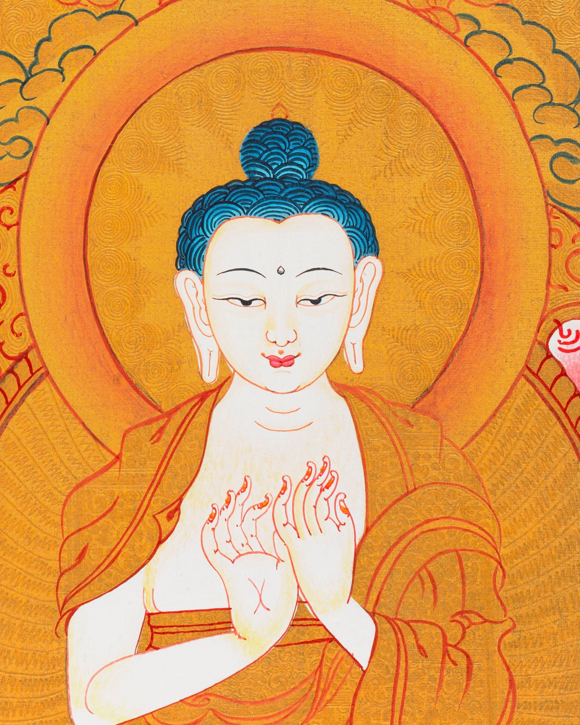 Five Dhyani Buddhas | Original Hand painted Five Buddhas Thanka Painting