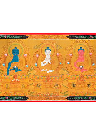 Five Dhyani Buddhas | Original Hand painted Five Buddhas Thanka Painting