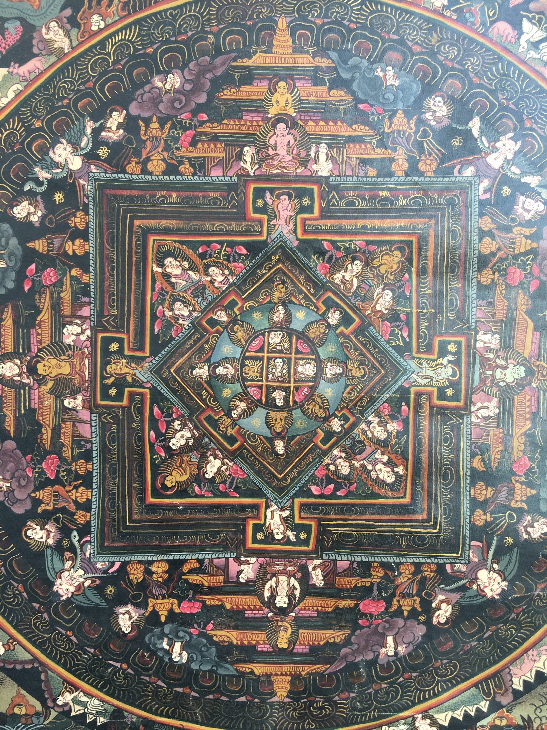 Oil Varnished Mandala | Original Hand Painted Buddha Thangka