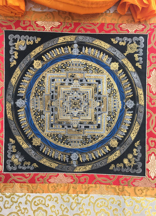 Kalachakra Mandala  |  Black And Gold Painting