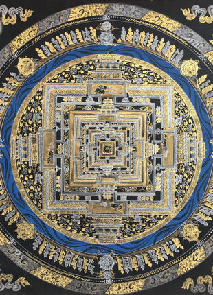 Kalachakra Mandala  |  Black And Gold Painting