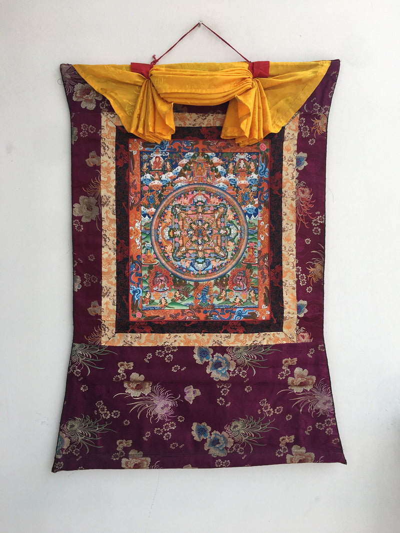 Brocaded Vajrapani Mandala Thangka | Religious Buddhist Painting