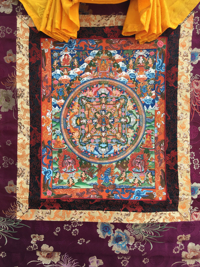 Brocaded Vajrapani Mandala Thangka | Religious Buddhist Painting