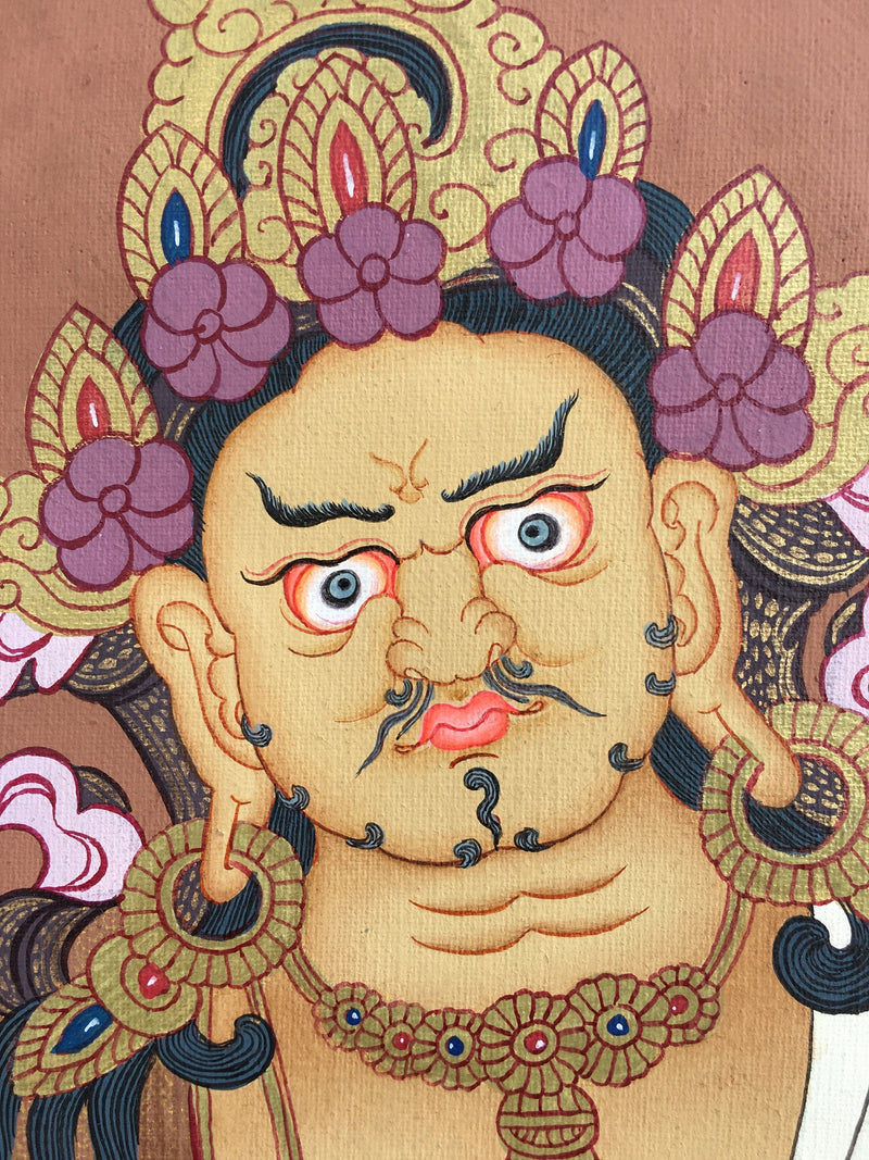 Traditional Dzambala Thangka | Original Tibetan Handpaintings | Religious Wall Hanging Decor