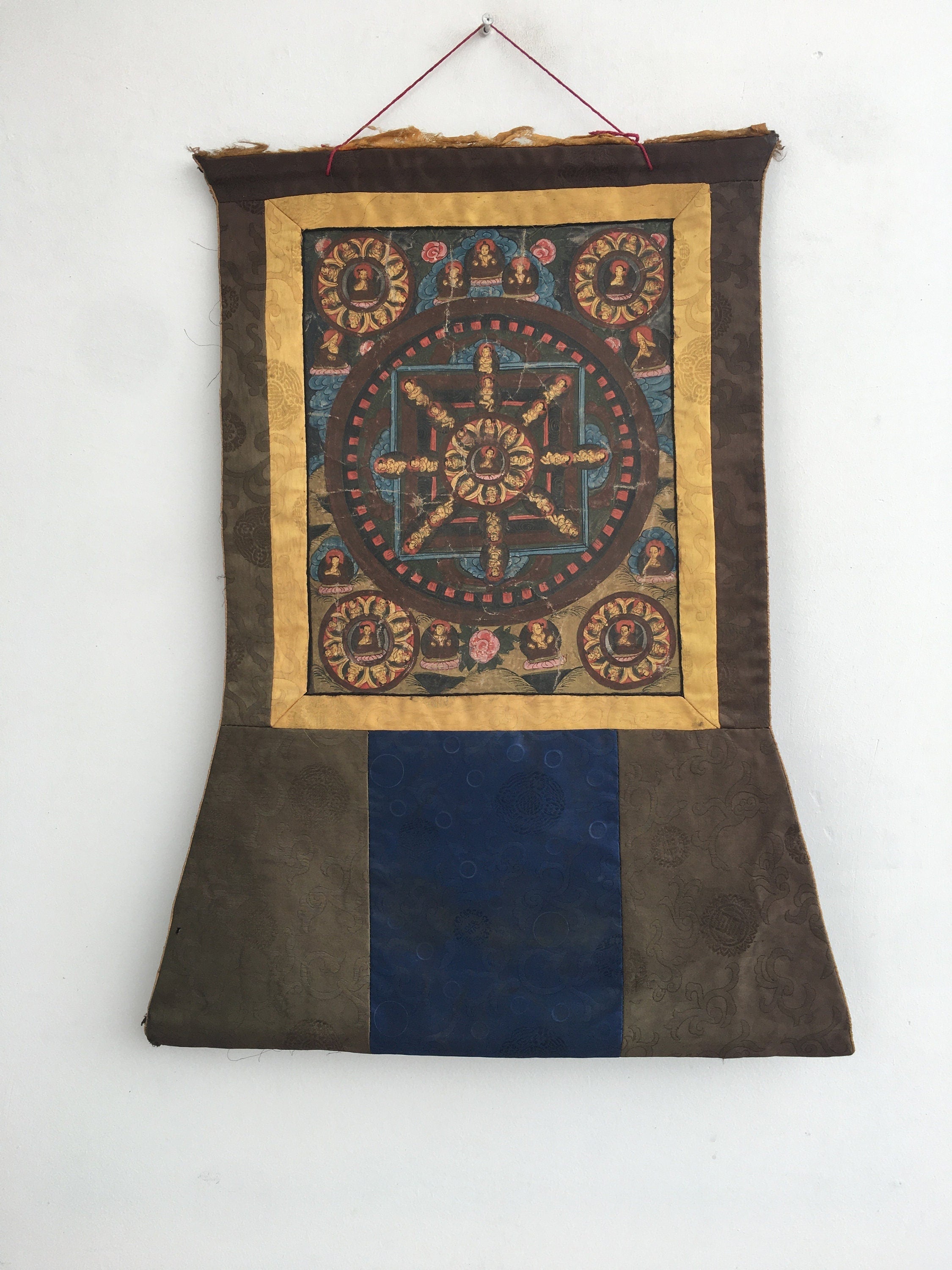Beautiful Brocade Mandala Thangka | Buddhist Handpainted Art | Religious Wall Decors