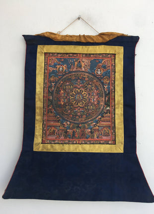 Vintage Buddha Mandala Thangka | Religious Handpainted Art | Wall Hanging Decoration