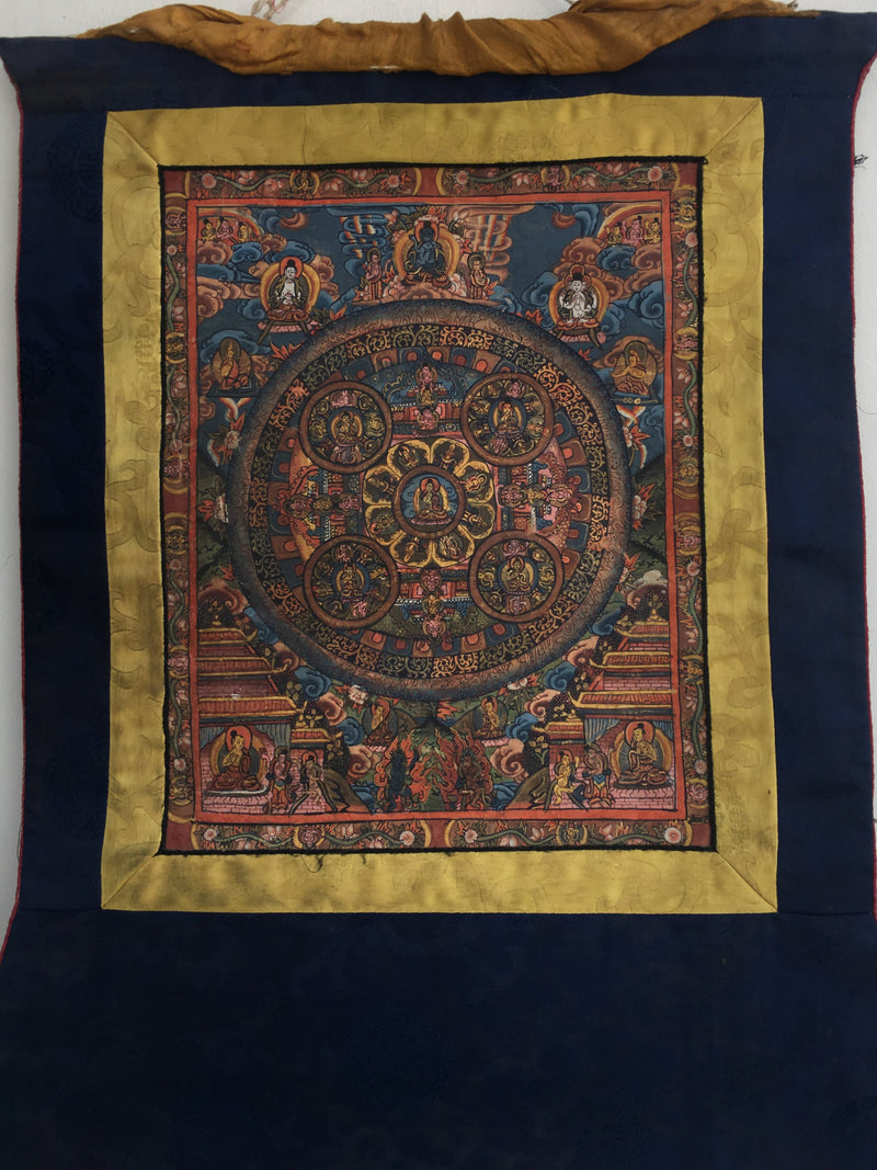 Vintage Buddha Mandala Thangka | Religious Handpainted Art | Wall Hanging Decoration