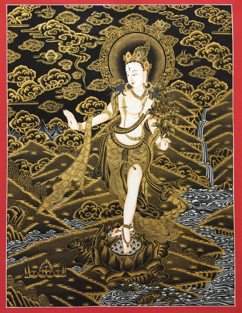 White Tara Thangka  | Tibetan Buddhist Deity Dolkar