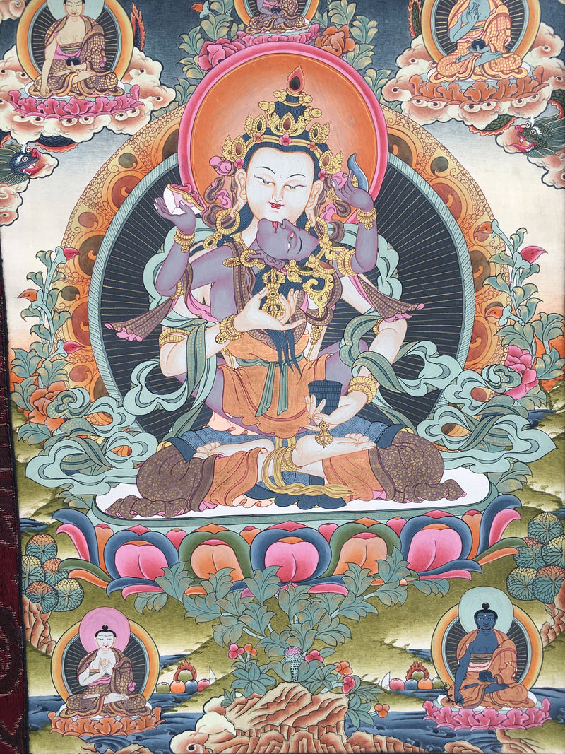 Dorje Sempa Yabyum |Brocade Mounted Original Hand Painted Thangka