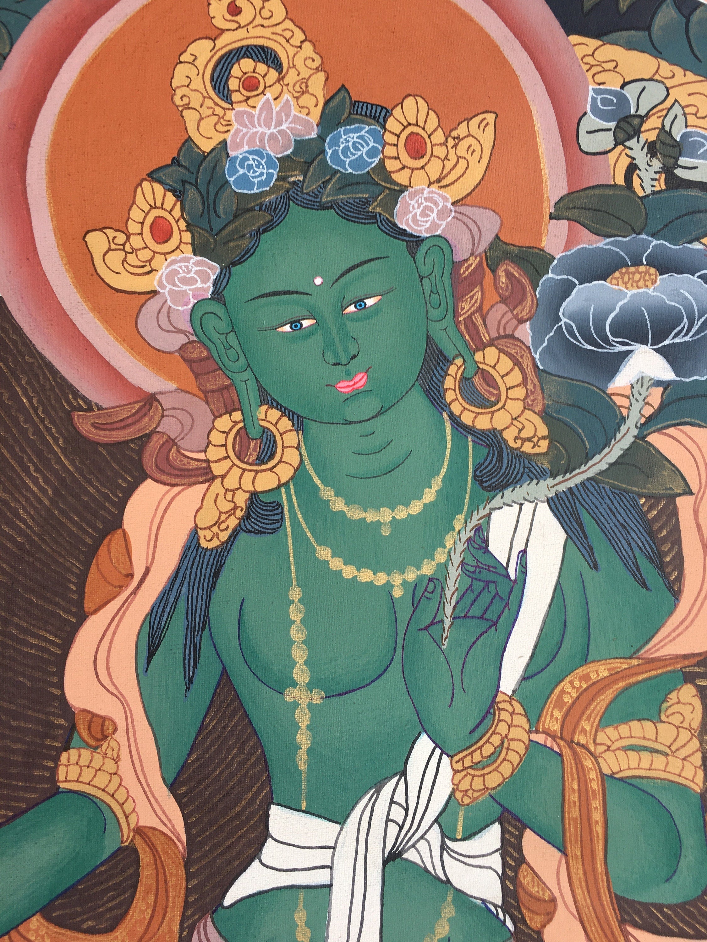 Mother Green Tara | Tara Tibetan Buddhist Thangka | Wall Decors