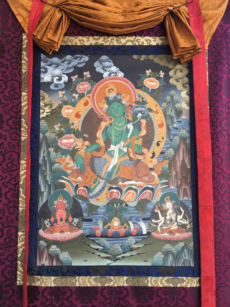 Mother Green Tara | Tara Tibetan Buddhist Thangka | Wall Decors