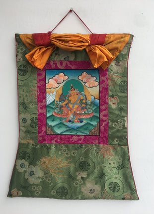 Small Yellow Dzambala Thangka | God of Wealth