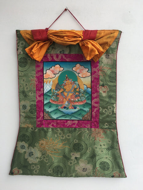 Small Yellow Dzambala Thangka | God of Wealth
