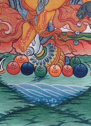 Small Yellow Dzambala Thangka | God of Wealth