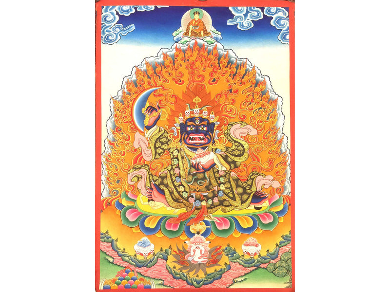 Two armed Bernagchen Mahakala Thangka Painting | Mahakala Deity