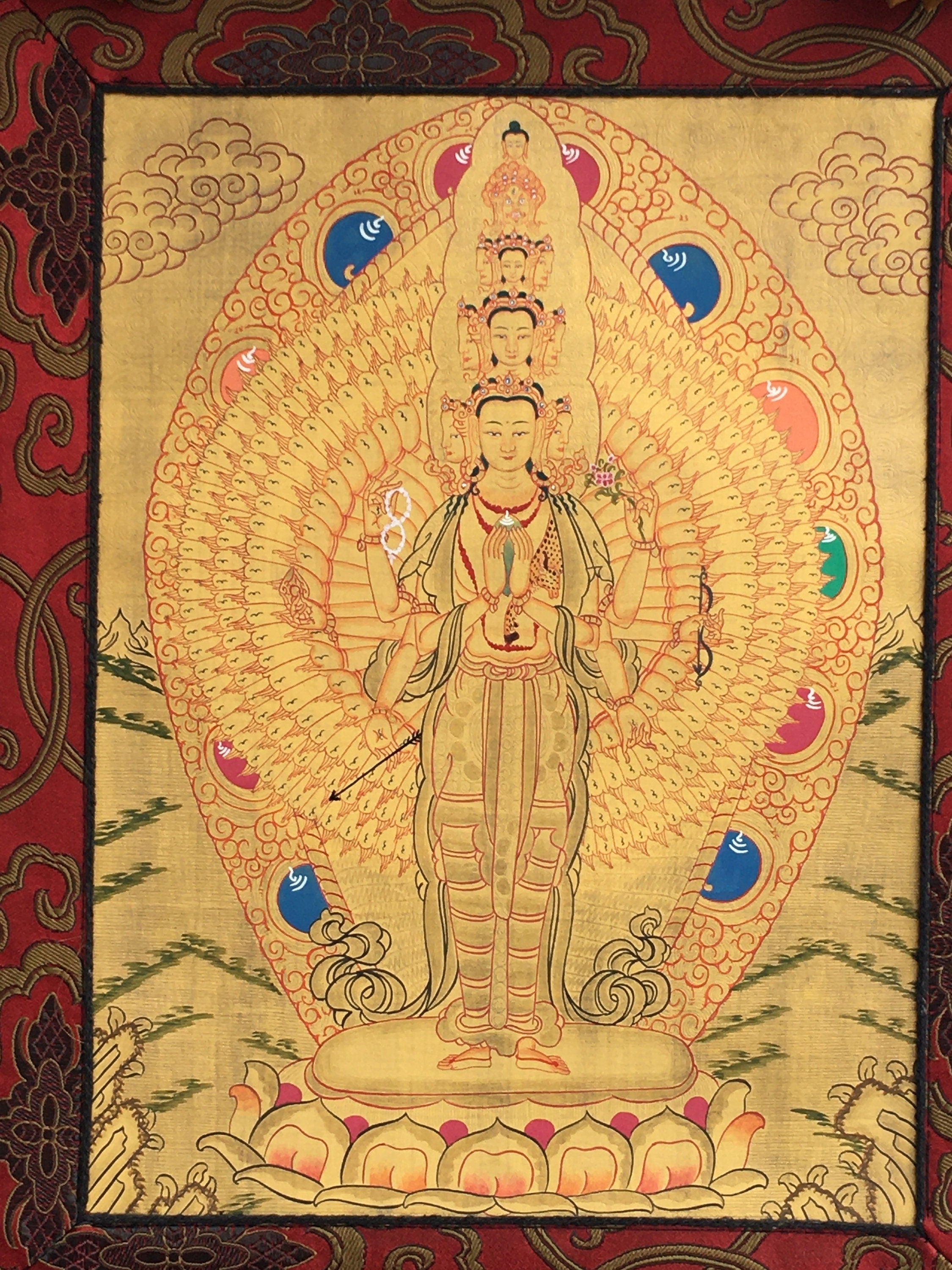 Avalokiteshavara Thangka Painting | CompassionTibetan Lokeshwor Art