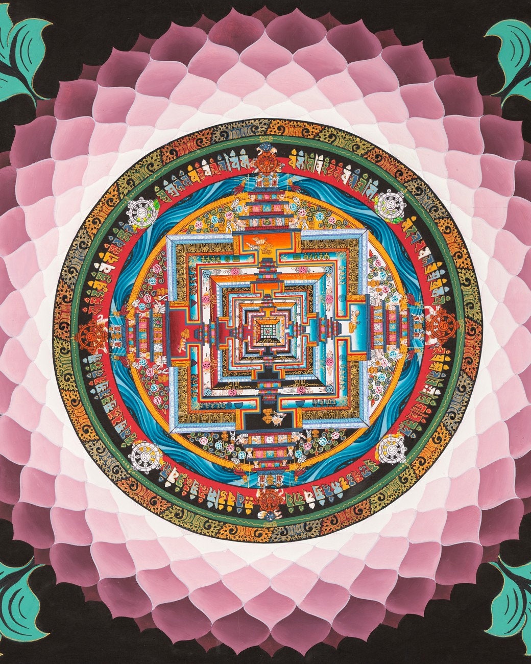 Buddhist Kalachara Mandala Thangka | Orginal Mandala Thangka Painting | Genuine Hand Painted  Tibetan Lotus Mandala | Buddhist Mandala