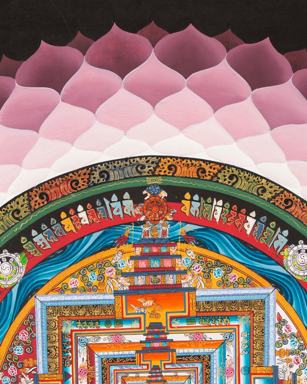 Buddhist Kalachara Mandala Thangka | Orginal Mandala Thangka Painting | Genuine Hand Painted  Tibetan Lotus Mandala | Buddhist Mandala