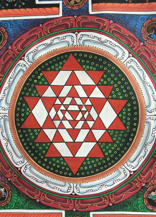 Shri Yantra Mandala Thangka | Brocade Mounted Himalayan Art