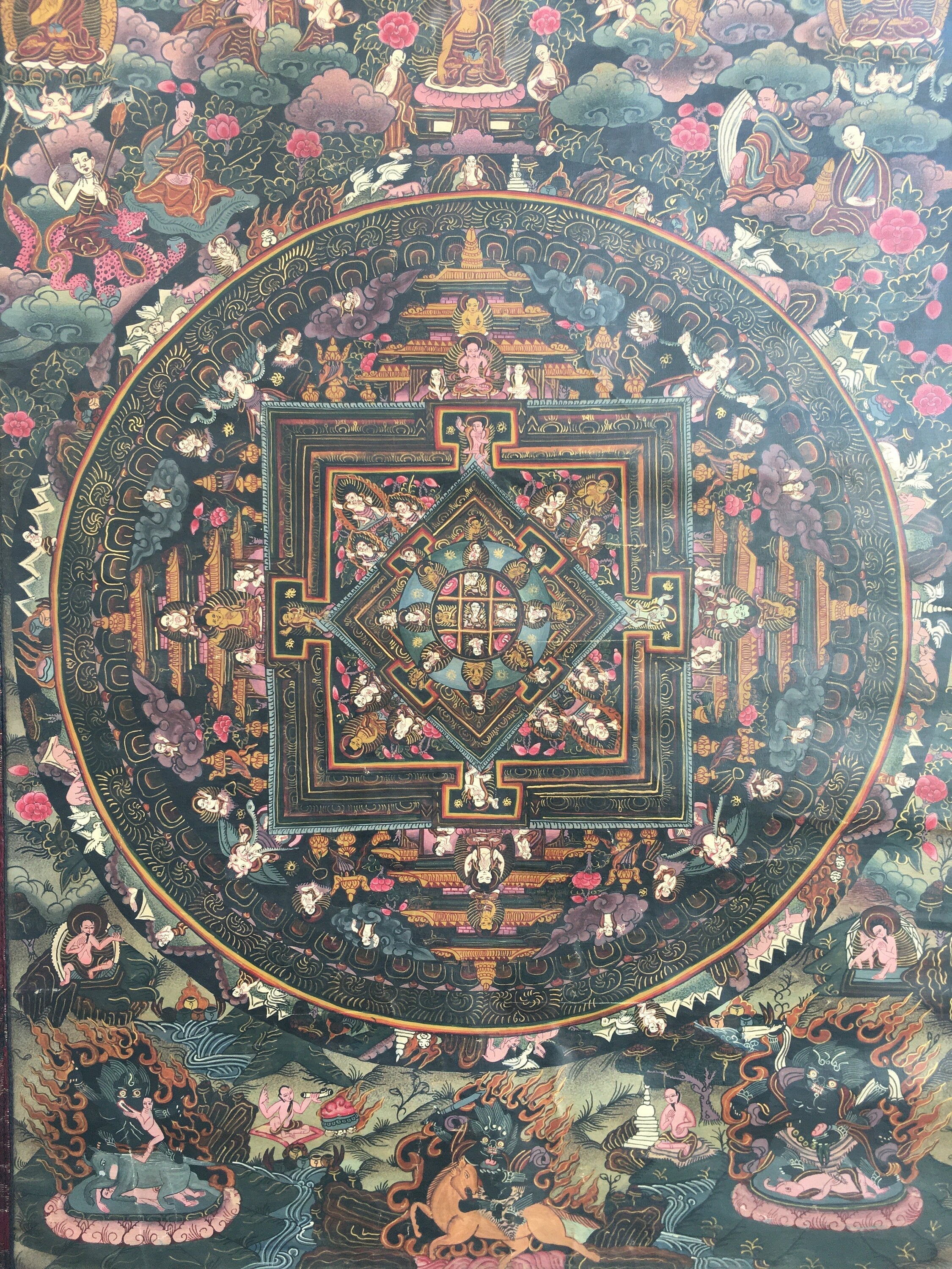 Oil Varnished Mandala | Original Hand Painted Buddha Thangka