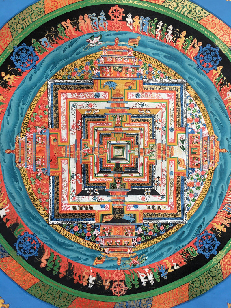 Kalachakra Blue Themed Mandala | Buddhist Art for Meditation