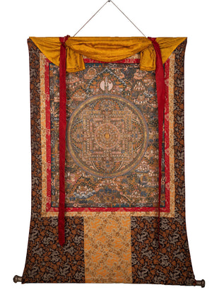 Vintage Buddhist Mandala | Hand Painted Tibetan Wall Decor