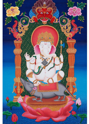 Newari Ganesh Original Buddhist Thangka | Buddhist and Hindu Deity Wall Hanging Art