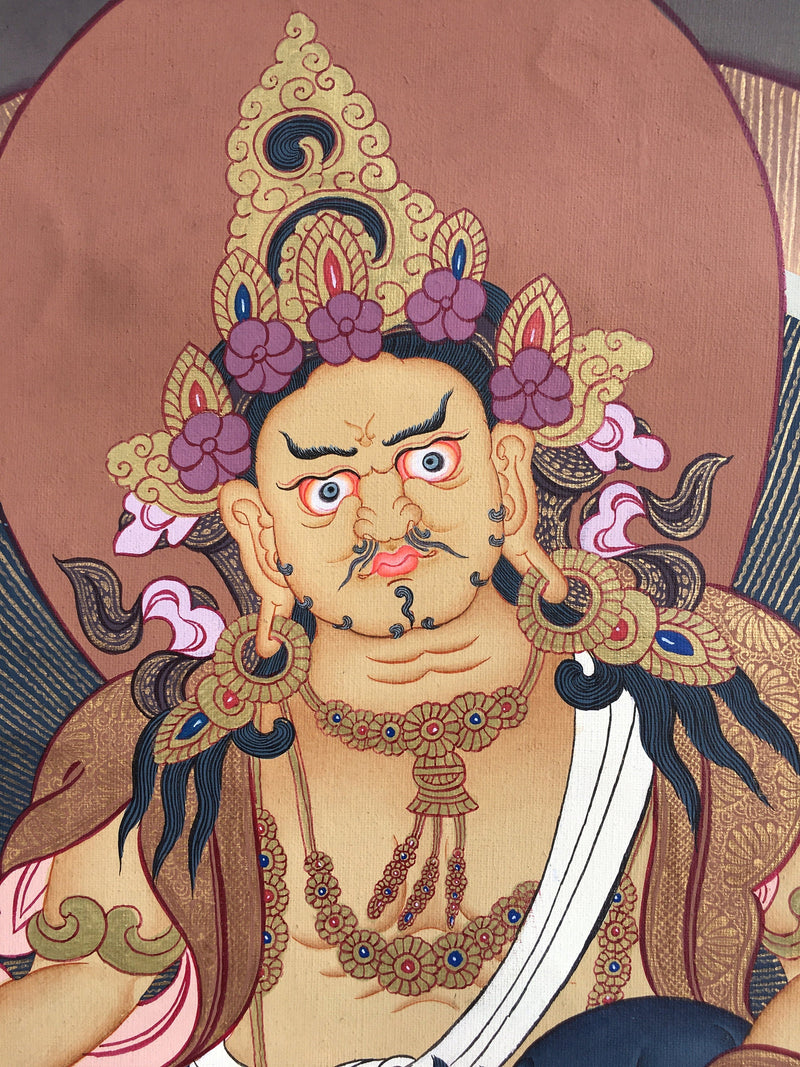 Traditional Dzambala Thangka | Original Tibetan Handpaintings | Religious Wall Hanging Decor