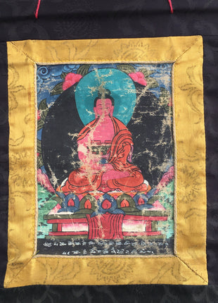 Vintage Amitabha Buddha Thangka | Brocade Mounted Thangka | Tibetan Wall Decoration Art