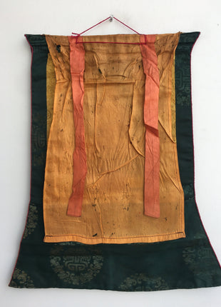 Vintage Vairocana Buddha Thangka | Mounted Brocade Art | Tibetan Wall Decoration